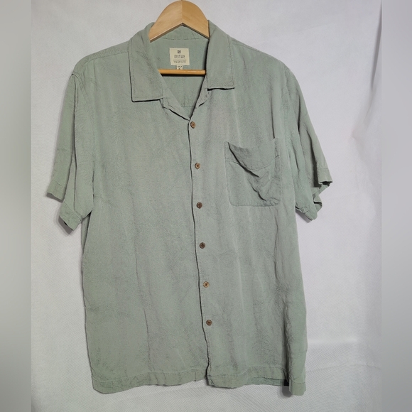 Solitude Light Green XL Silk Hawaiian Shirt - Picture 2 of 5